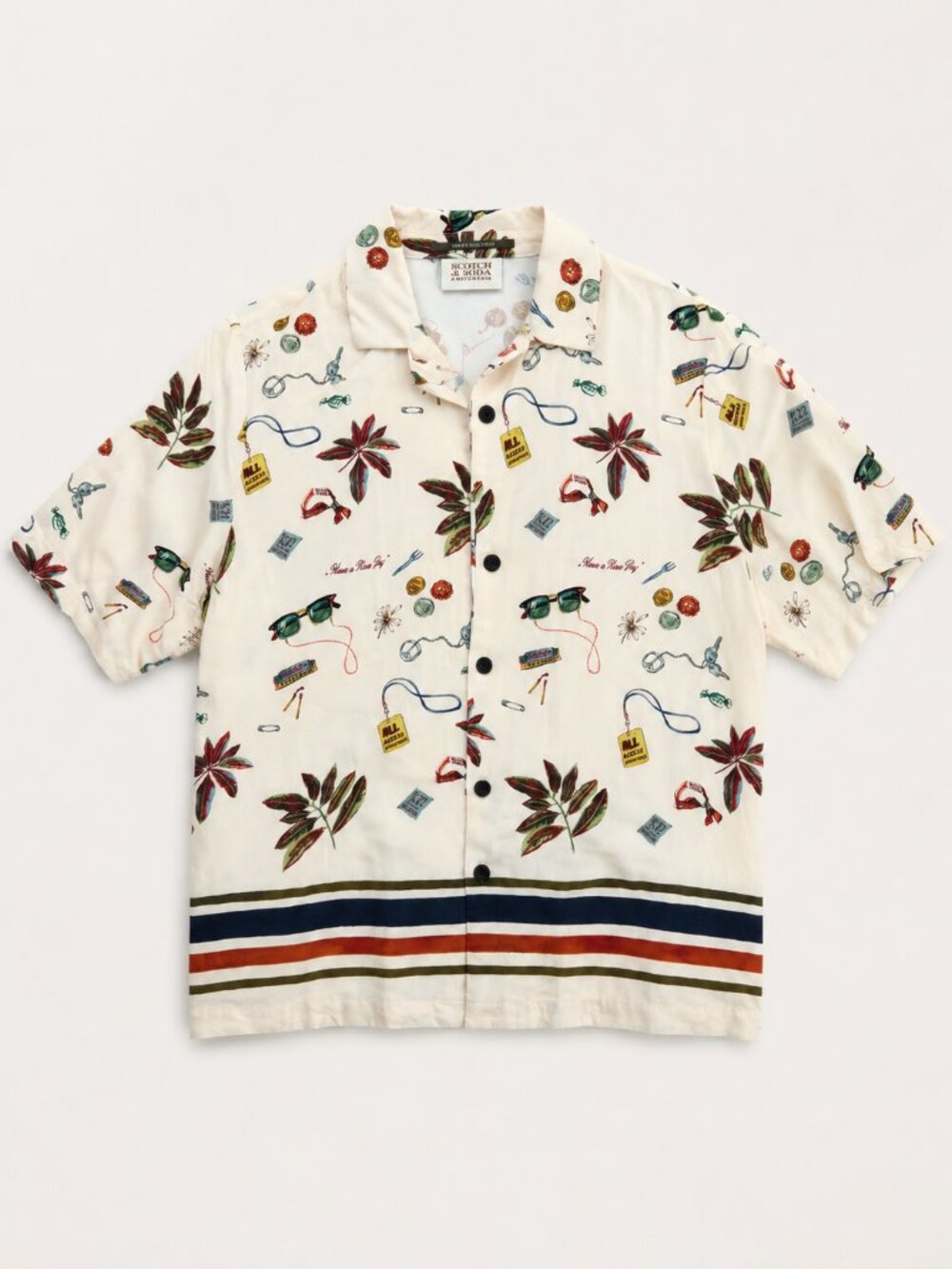 Scotch & Soda Have A Nice Day Festival Sunglasses Print Camp Shirt Size 38 M